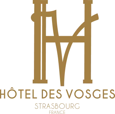 Logo de l'hôtel des Vosges à Strasbourg, France, avec un monogramme stylisé en forme de H