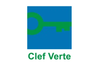 Logo bleu avec une clé verte et le texte "Clef Verte" en dessous